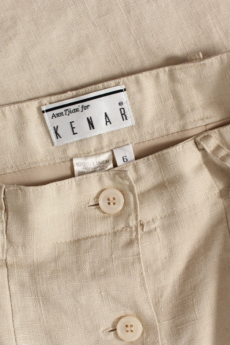 Sandy Linen Pencil Skirt S