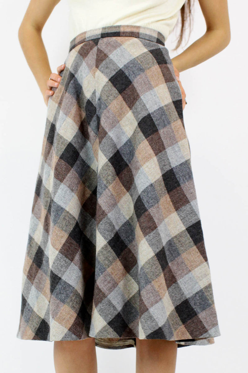 Toasty Plaid A-line Skirt S