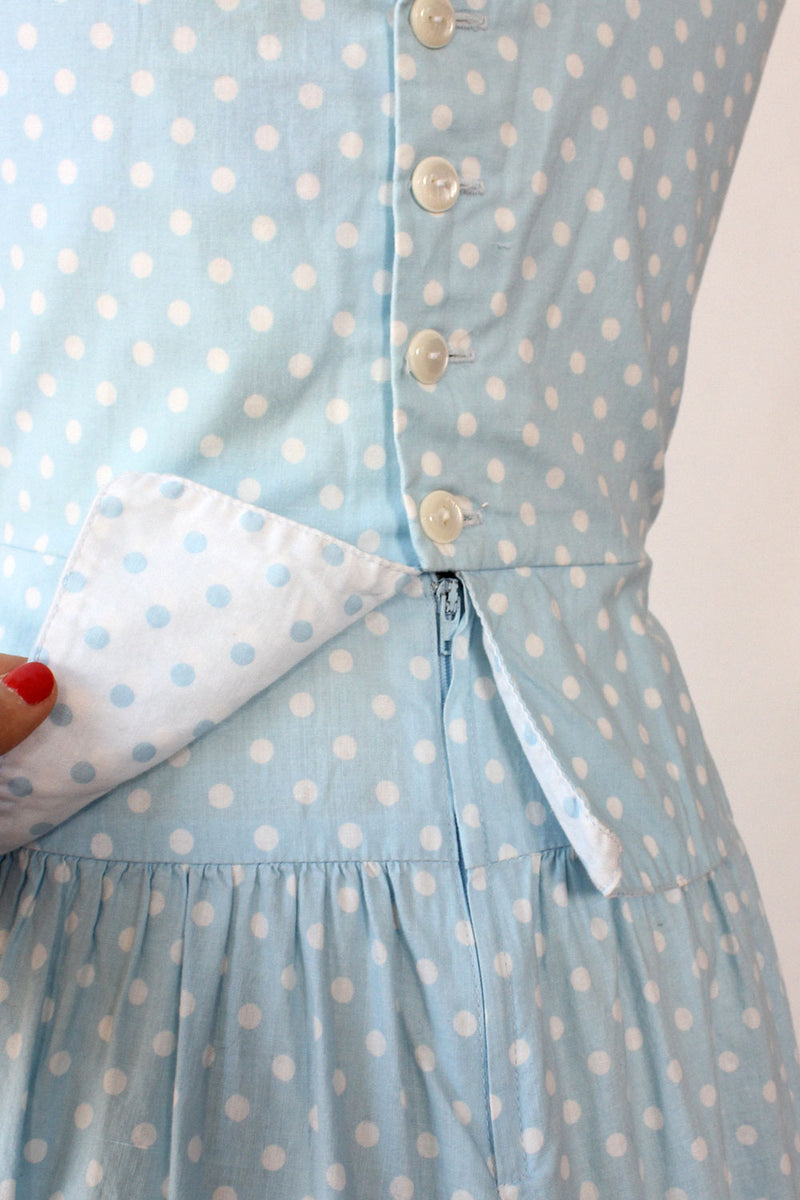Lanz Sky Blue Dot Dress S/M