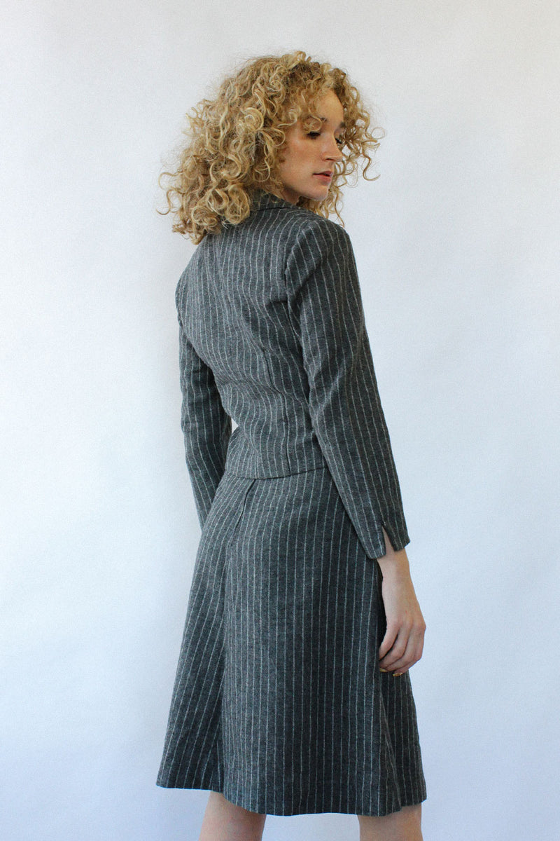 Pinstripe 3pc Skirt Suit XS