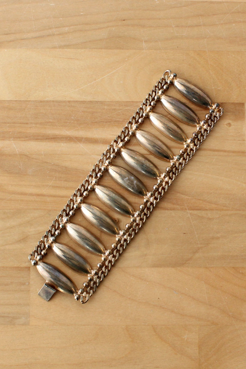 Sculpted Brass Chain Bracelet
