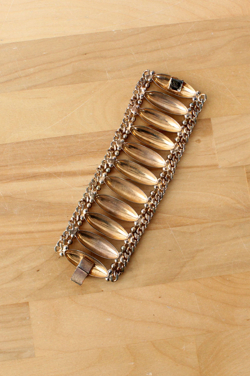 Sculpted Brass Chain Bracelet