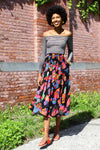 Flirty Painterly Pleat Skirt L