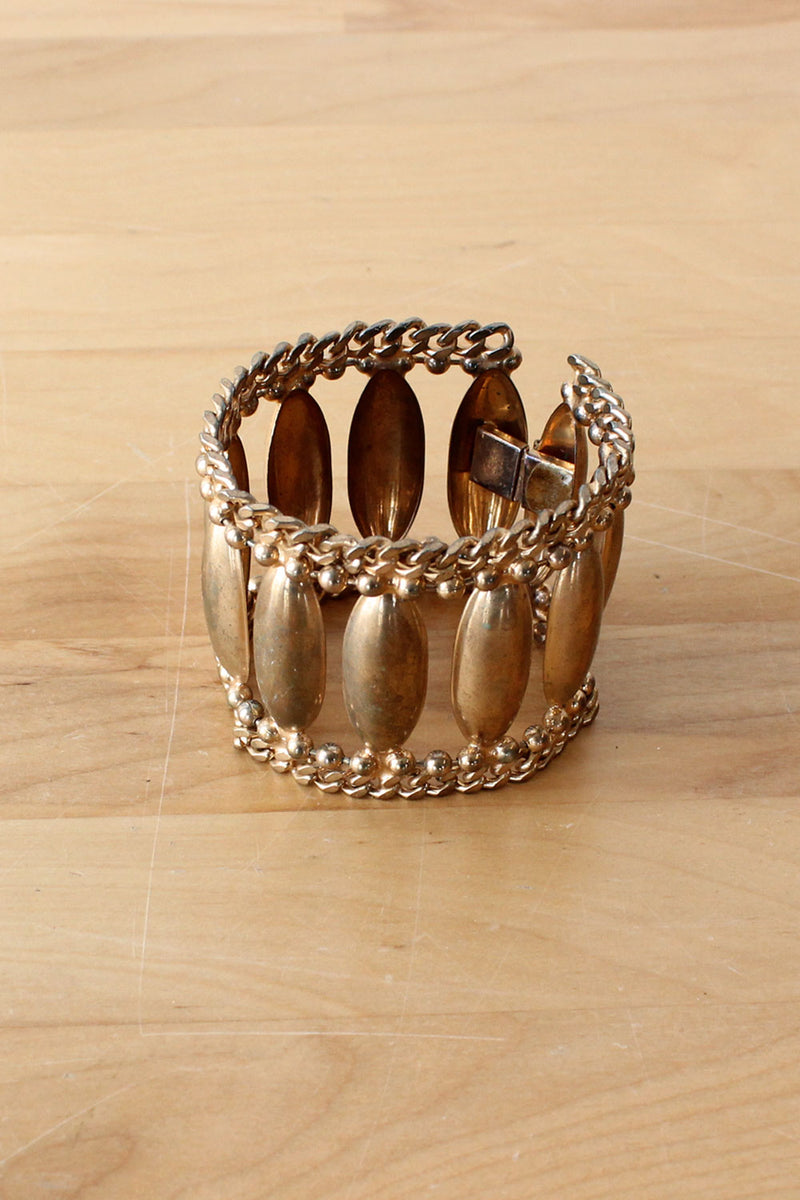 Sculpted Brass Chain Bracelet
