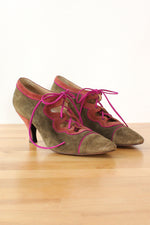 Maud Frizon Lace-up Suede Heels 8.5
