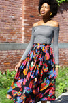 Flirty Painterly Pleat Skirt L