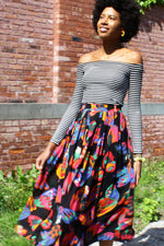 Flirty Painterly Pleat Skirt L