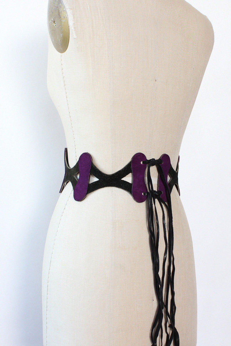 Harlequin Suede Tie Belt