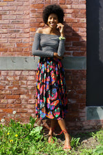 Flirty Painterly Pleat Skirt L