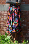 Flirty Painterly Pleat Skirt L