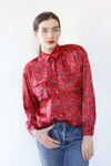 Escada Silk Satin Bouquet Blouse M/L
