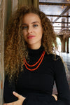 Persimmon Glass Beaded Strand