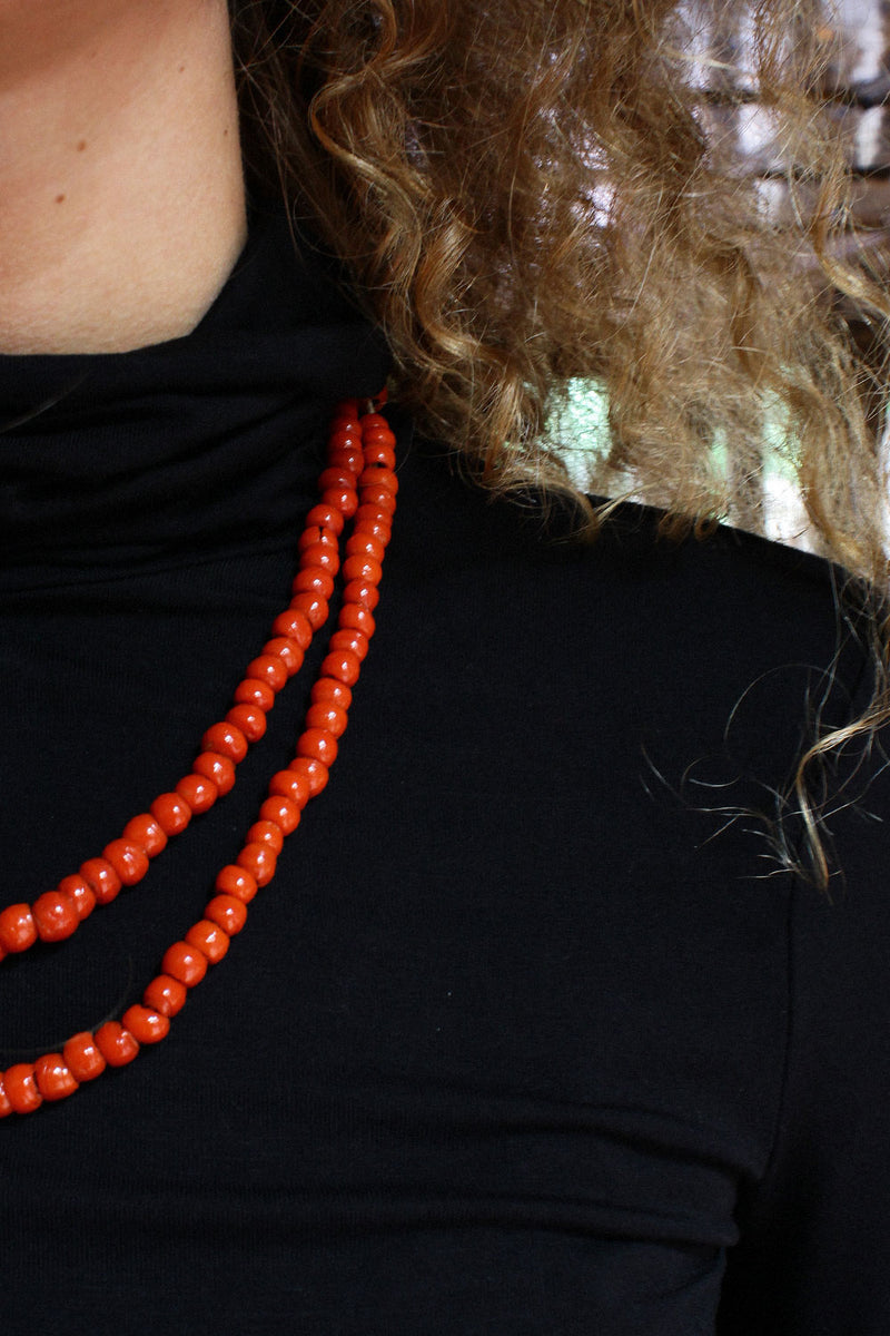 Persimmon Glass Beaded Strand