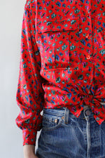 Escada Silk Satin Bouquet Blouse M/L