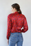 Escada Silk Satin Bouquet Blouse M/L