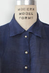 Navy Silk Sheer Blouse S/M
