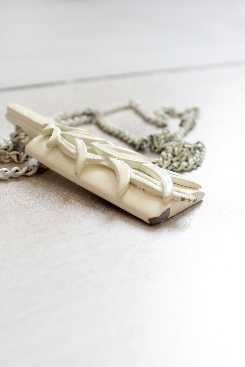 White Leaf Pendant Necklace