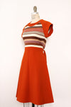 Burnt Orange Stripe Dress M