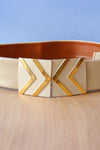 Ivory Gold Angular Buckle Belt