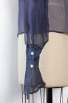 Navy Silk Sheer Blouse S/M