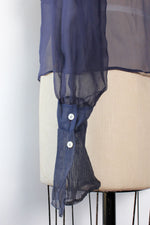 Navy Silk Sheer Blouse S/M