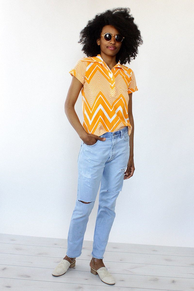 Orange Chevron Top S/M