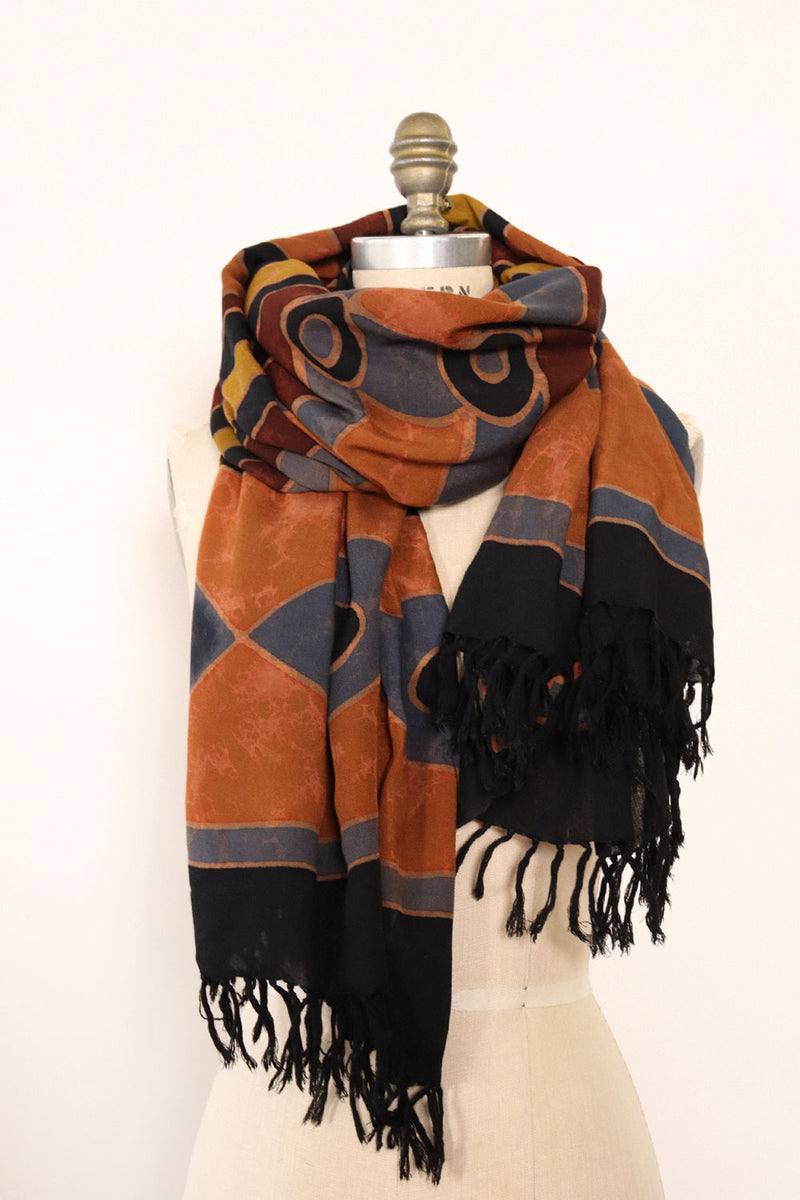 Wavy Batik Fringe Scarf Wrap