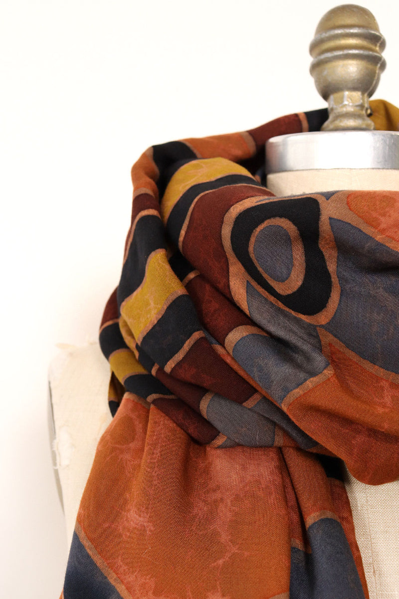 Wavy Batik Fringe Scarf Wrap