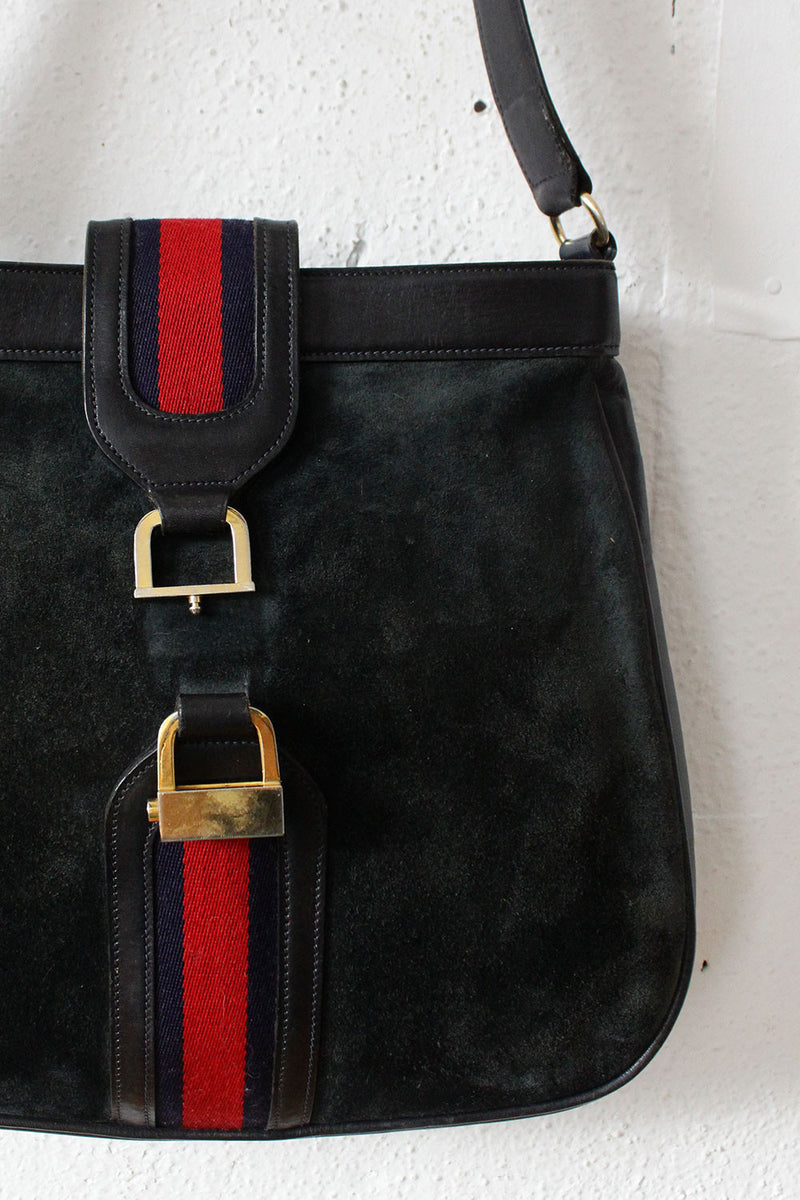 Vintage Gucci Striped Suede Tote – OMNIA