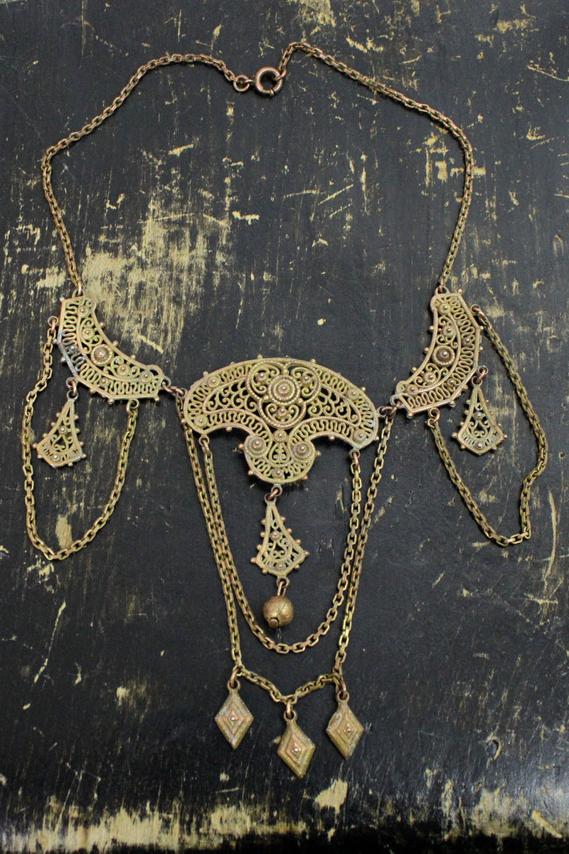 1920s filigree cascade necklace