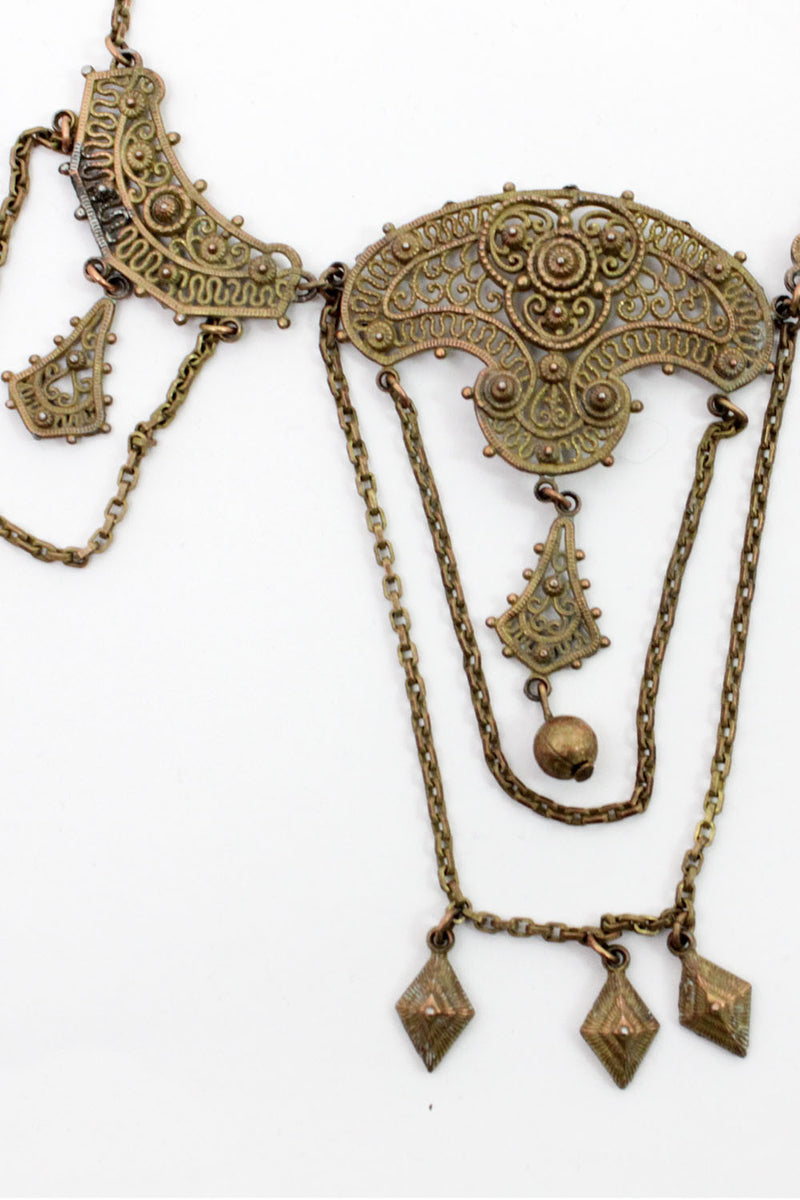 1920s filigree cascade necklace