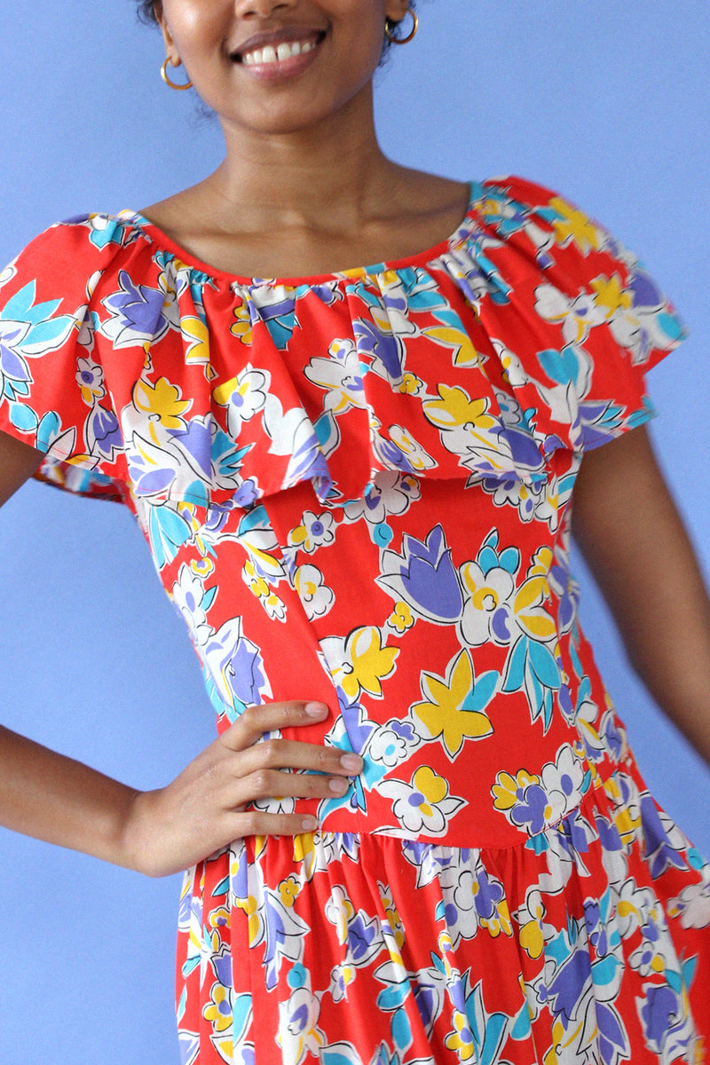 Estrella Floral Ruffle Dress M/L