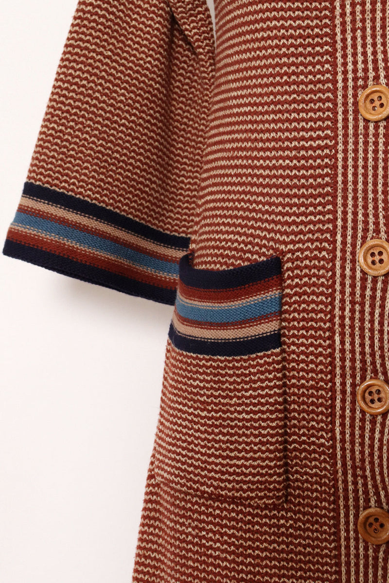 Striped Knit Long Cardigan XS