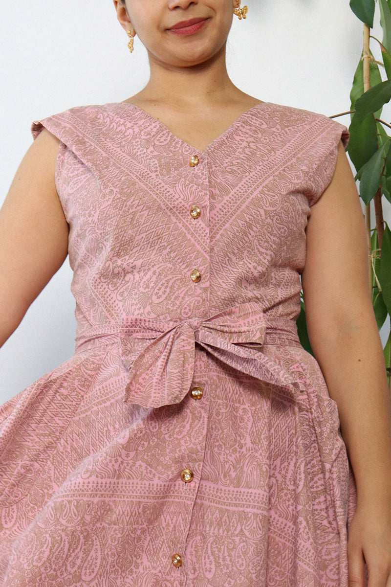 Bronzed Rose Cotton Flare Dress L