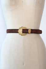 Etched Brass Suede Belt S-L