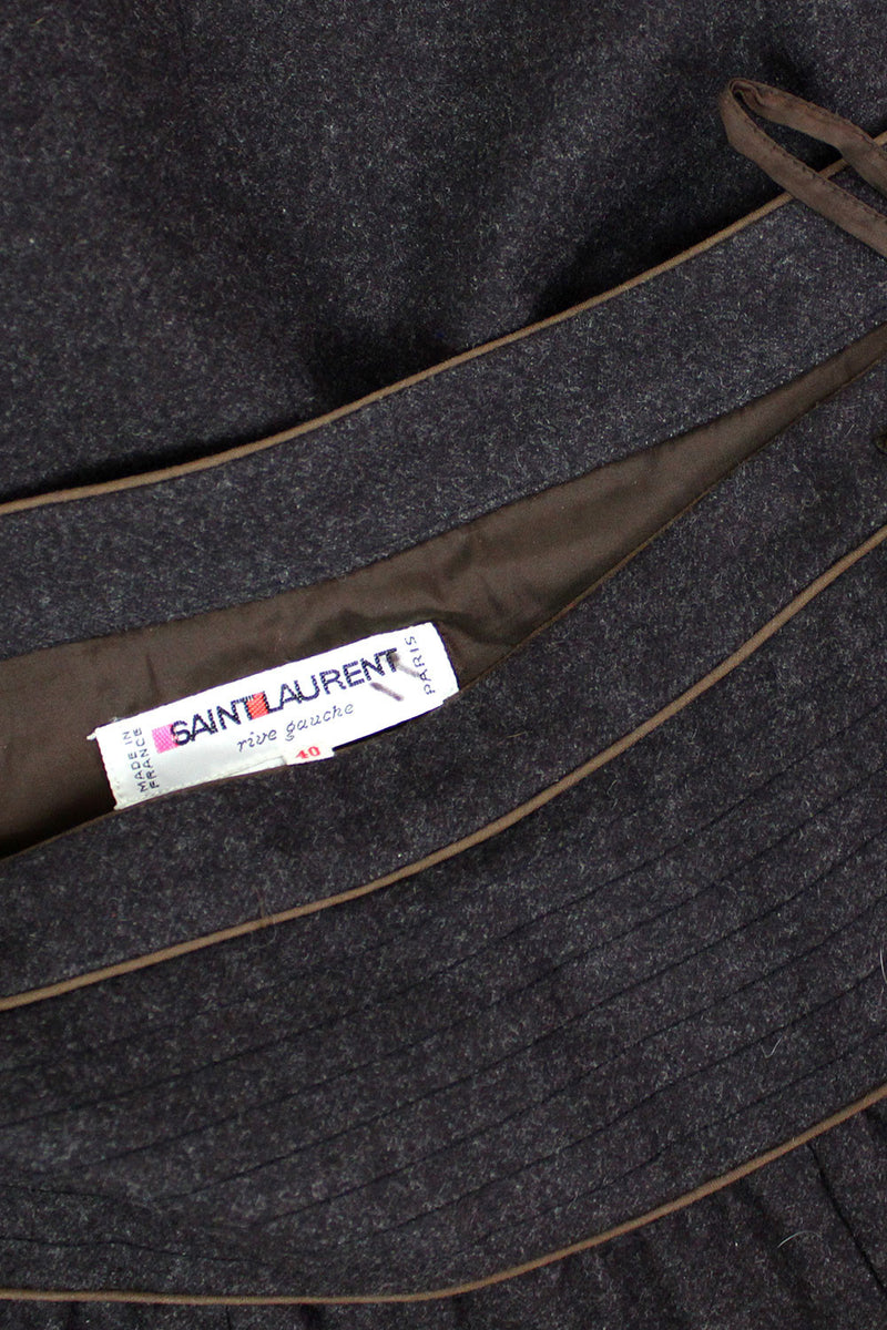 Saint Laurent 1970s Full Wool Skirt with Pockets S
