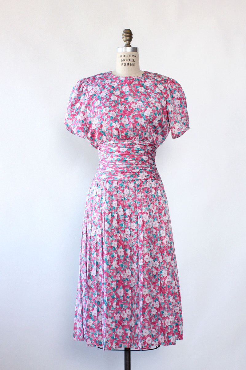Maggy Pink Floral Picnic Dress S