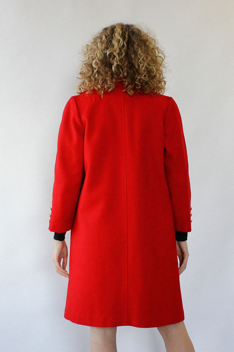 Red Wool Commander Coat S/M