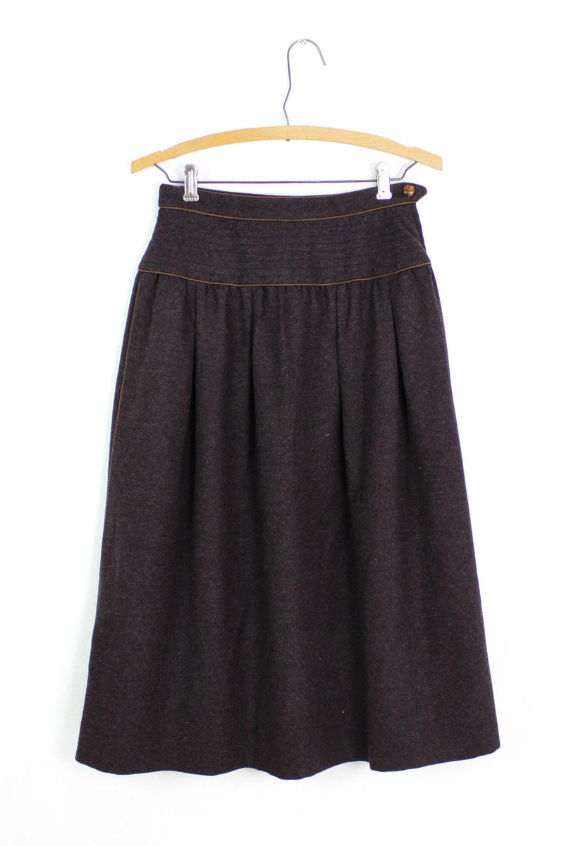 Saint Laurent 1970s Full Wool Skirt with Pockets S