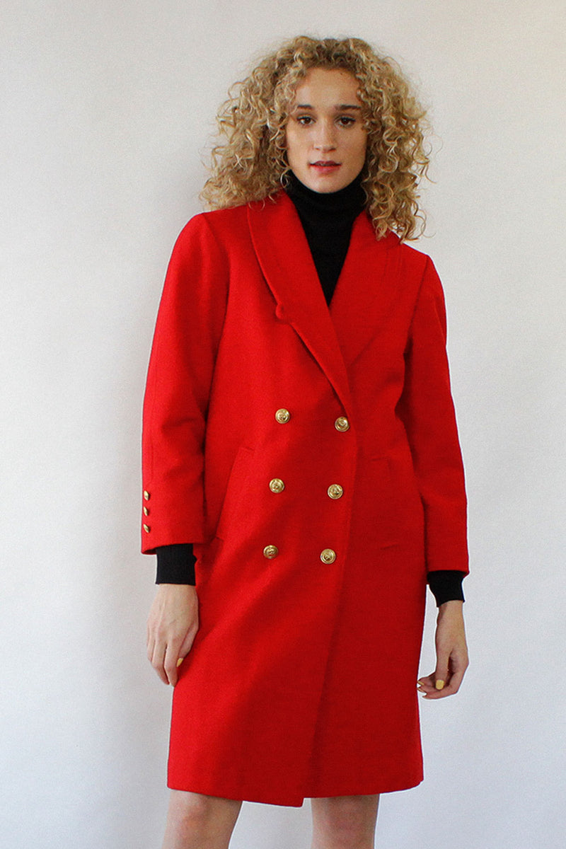 Red Wool Commander Coat S/M