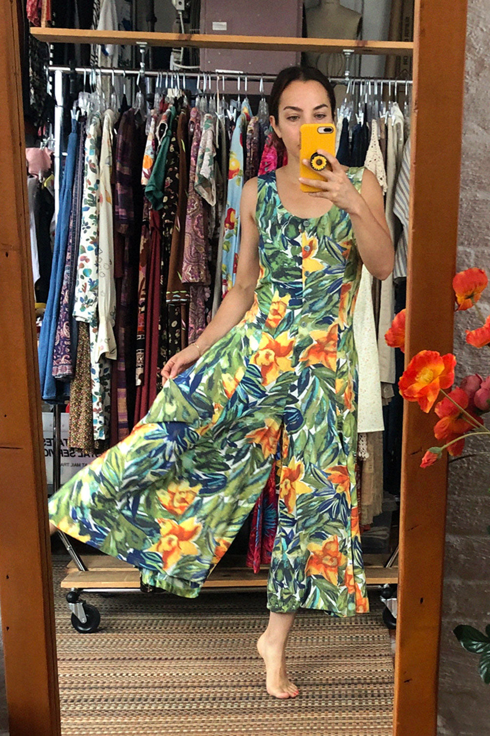 Tropical Crop Flare Jumpsuit S/M