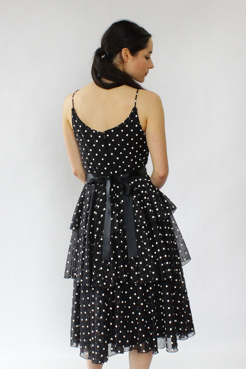 Polka Dot Tiered Dress S OMNIA Polka Dot Tiered Dress S OMNIA