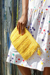 Sunshine Raffia Zip Pouch