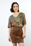 Chestnut Leather Zip Skirt XXS