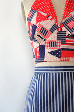 Ticking Stripe Cotton Skirt S