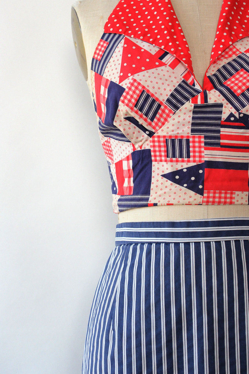 Ticking Stripe Cotton Skirt S