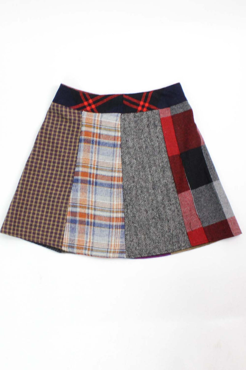 Mixed Plaid Mini Skirt S