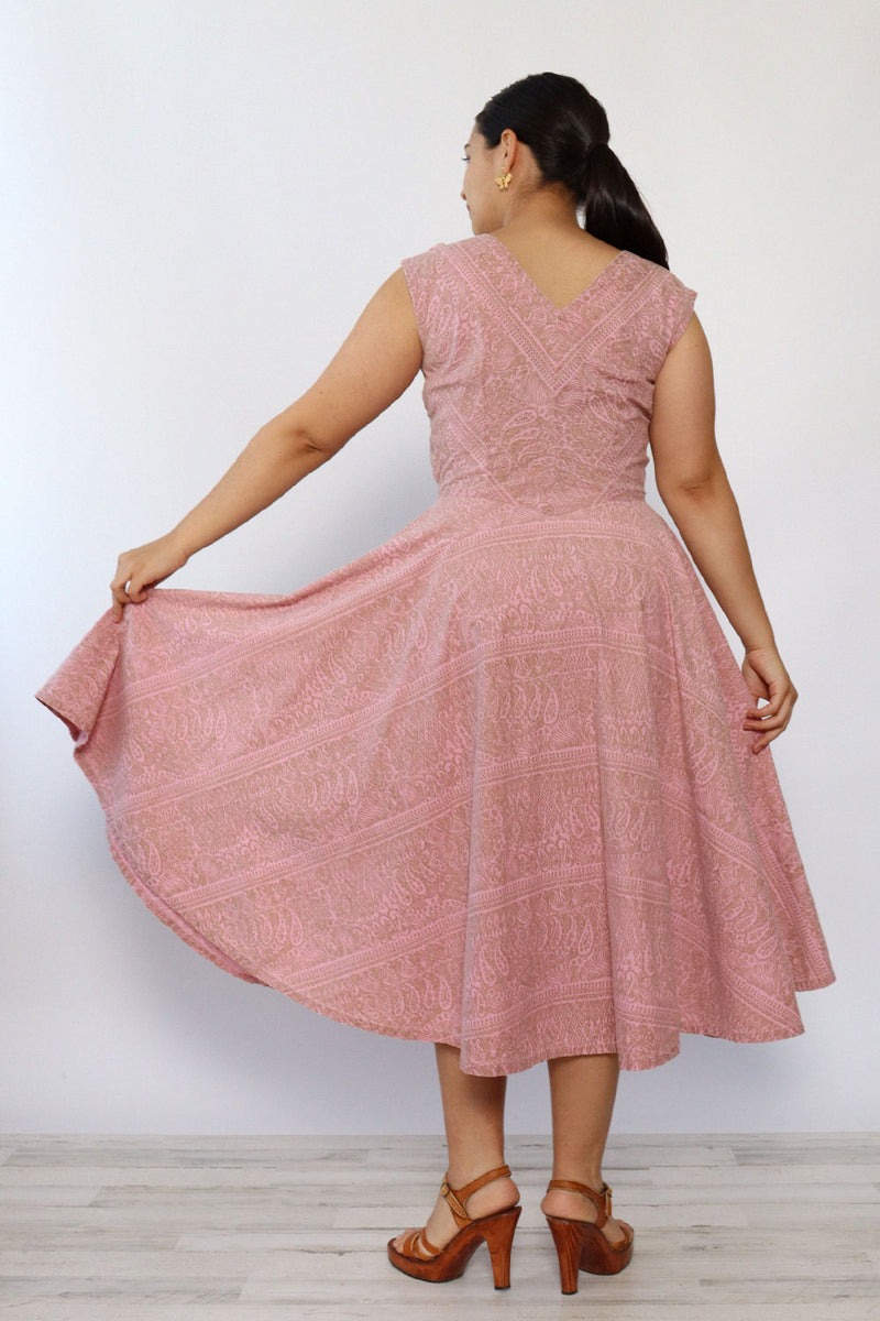 Bronzed Rose Cotton Flare Dress L