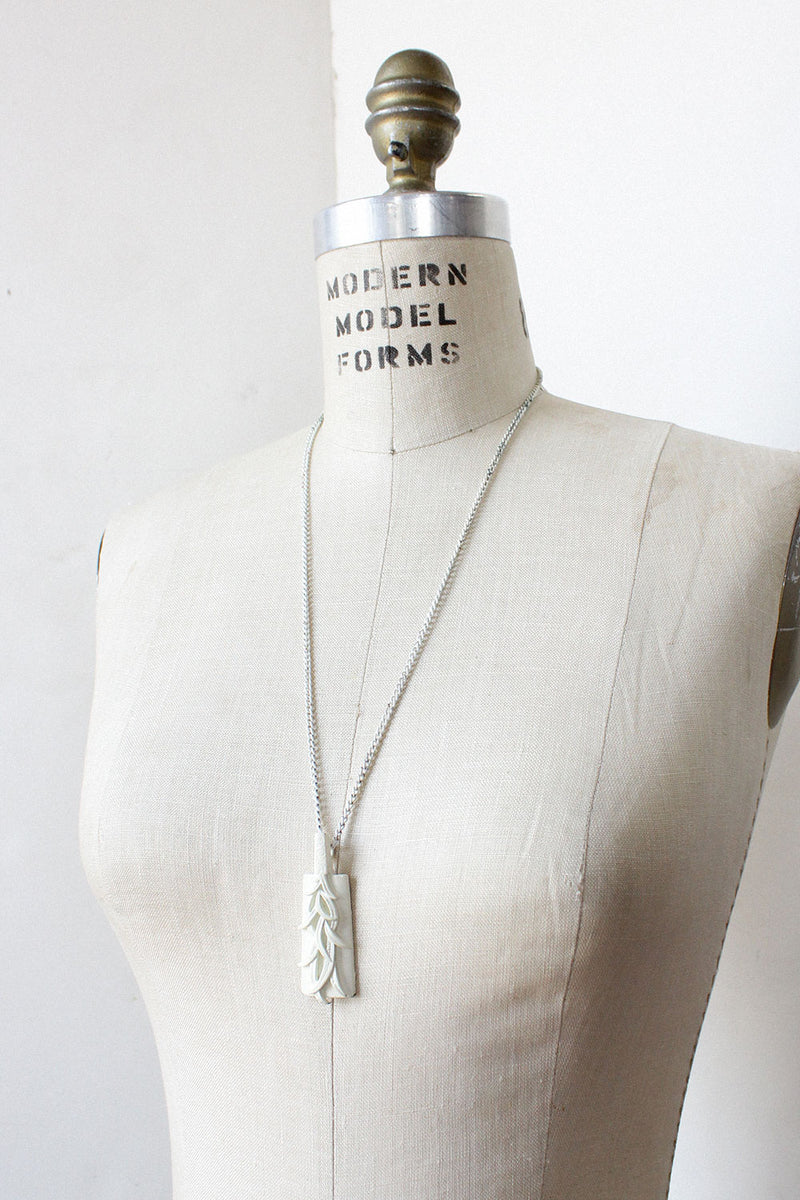 White Leaf Pendant Necklace