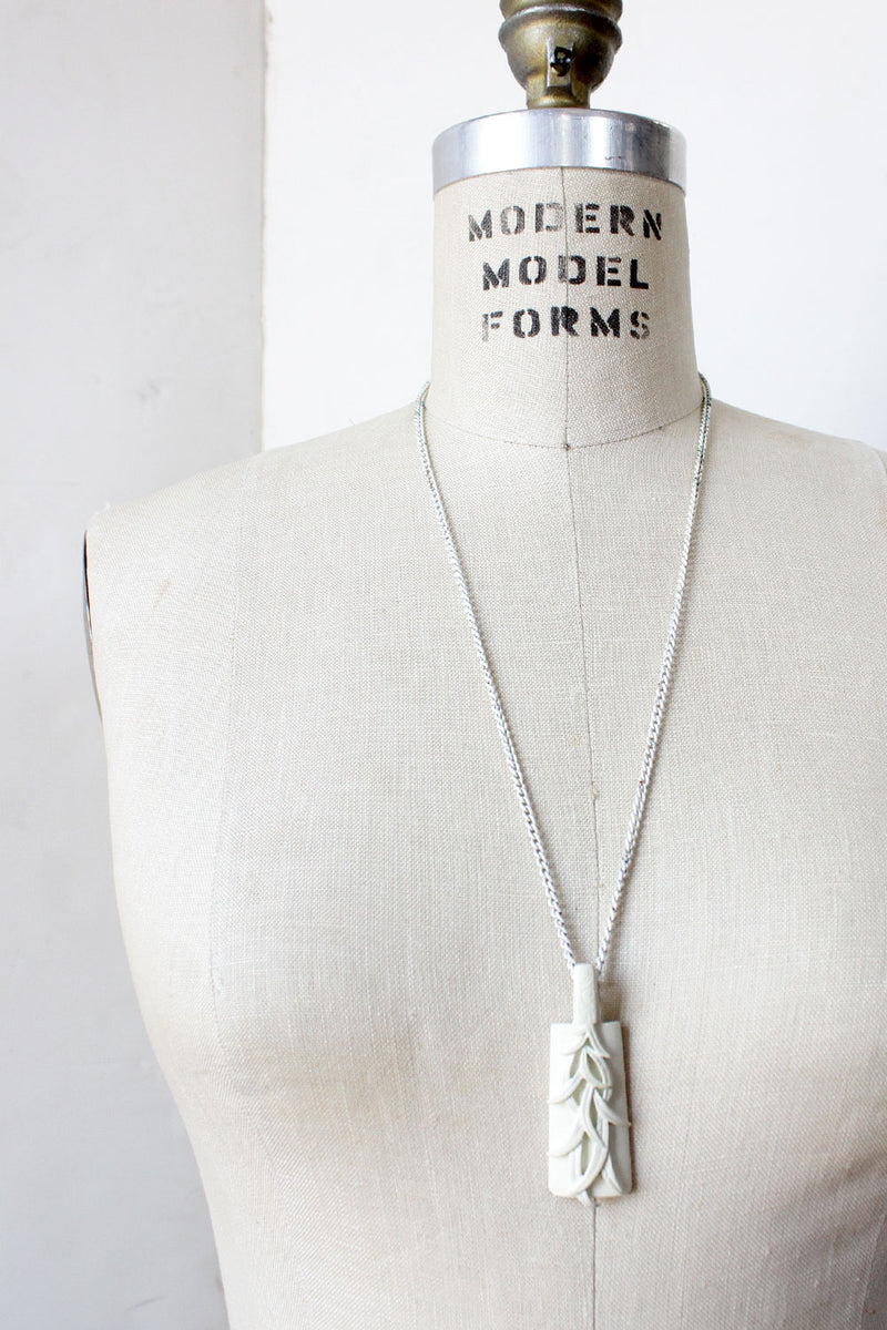 White Leaf Pendant Necklace